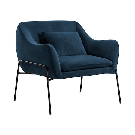 Armen Living Karen Blue Velvet Modern Accent Chair LCKRCHBLU